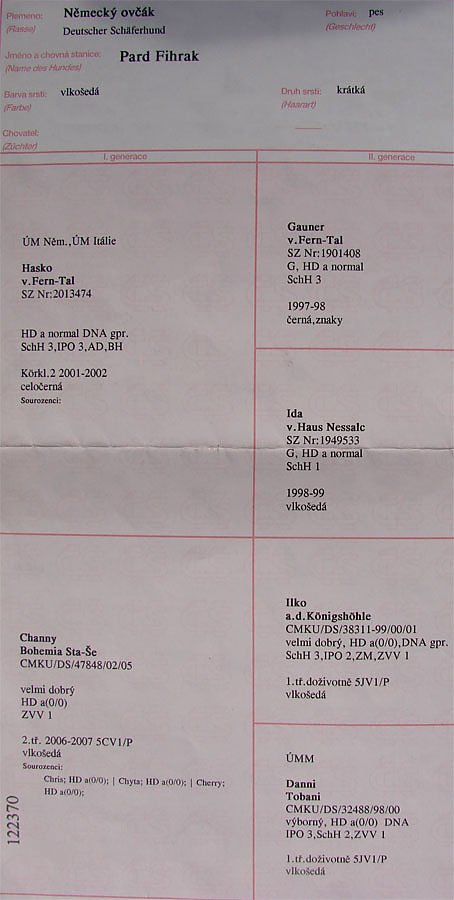 Pard Fihrak — pedigree scan 1