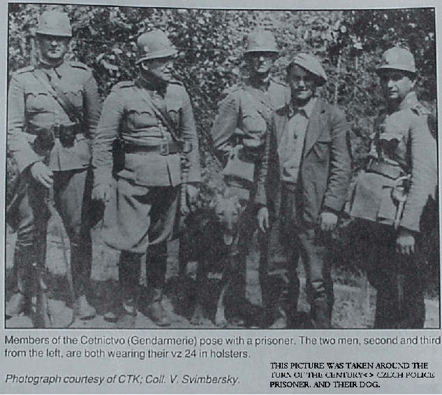 Czech gendarmes and their dog · Original printed caption retained.
